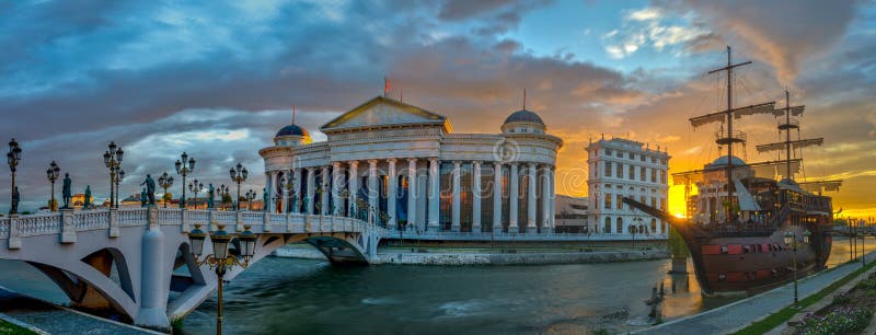 Sunrise view in Skopje city center