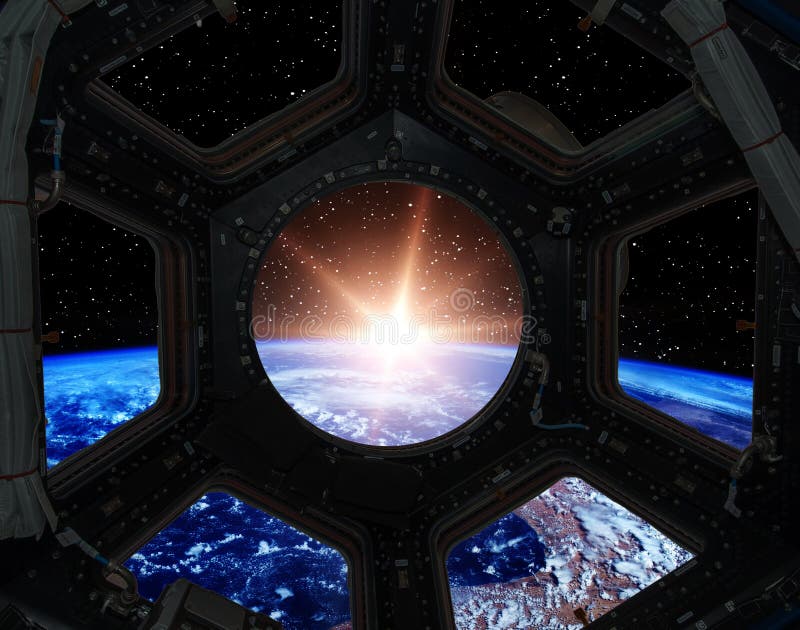 Sunrise, view from spaceship. Elements of this image furnished by NASA