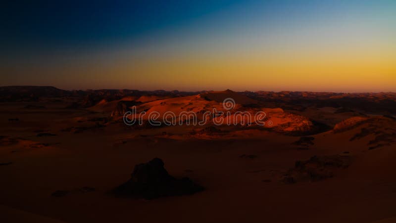 Sunrise view to Tin Merzouga dune, Tassili nAjjer national park, Algeria