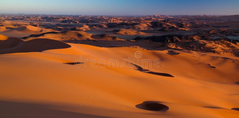 Sunrise view to Tin Merzouga dune, Tassili nAjjer national park, Algeria