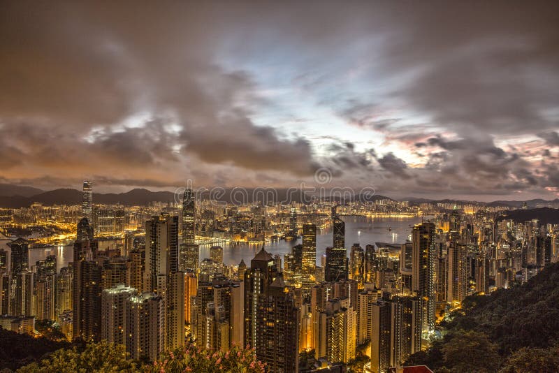 Sunrise View at Victoria Peak in Hong Kong Stock Photo - Image of