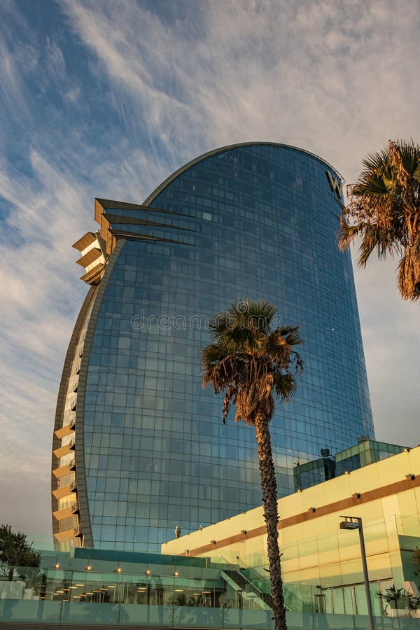 Sunrise at W Hotel Barcelona Spain royalty free stock photography