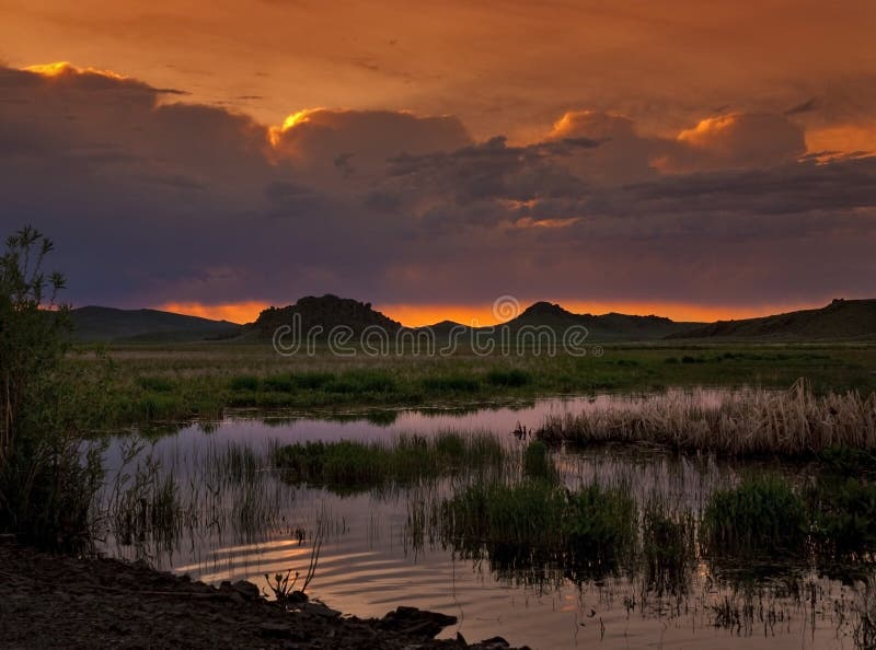 Sunrise on a wildlife Marsh stock photos Sunrise on a wildlife Marsh stock photos