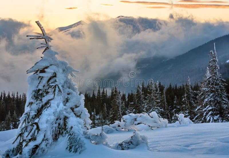 Sunrise Winter Mountain Landscape Stock Image - Image of landscape ...