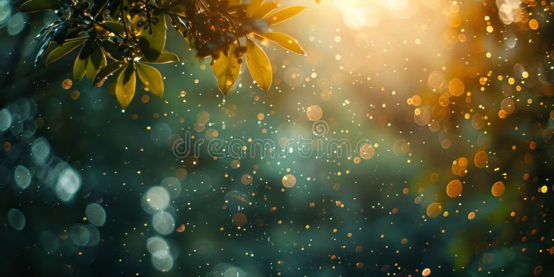 Sunlight Filtering Through Tree Leaves. Generative AI stock illustration
