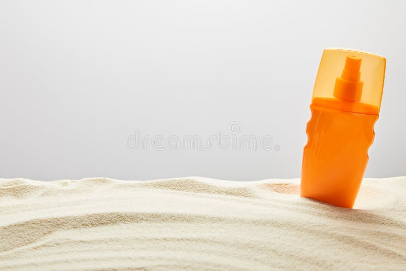 Sunscreen Cream In Orange Spray Bottle Stock Photo - Image of suntan ...