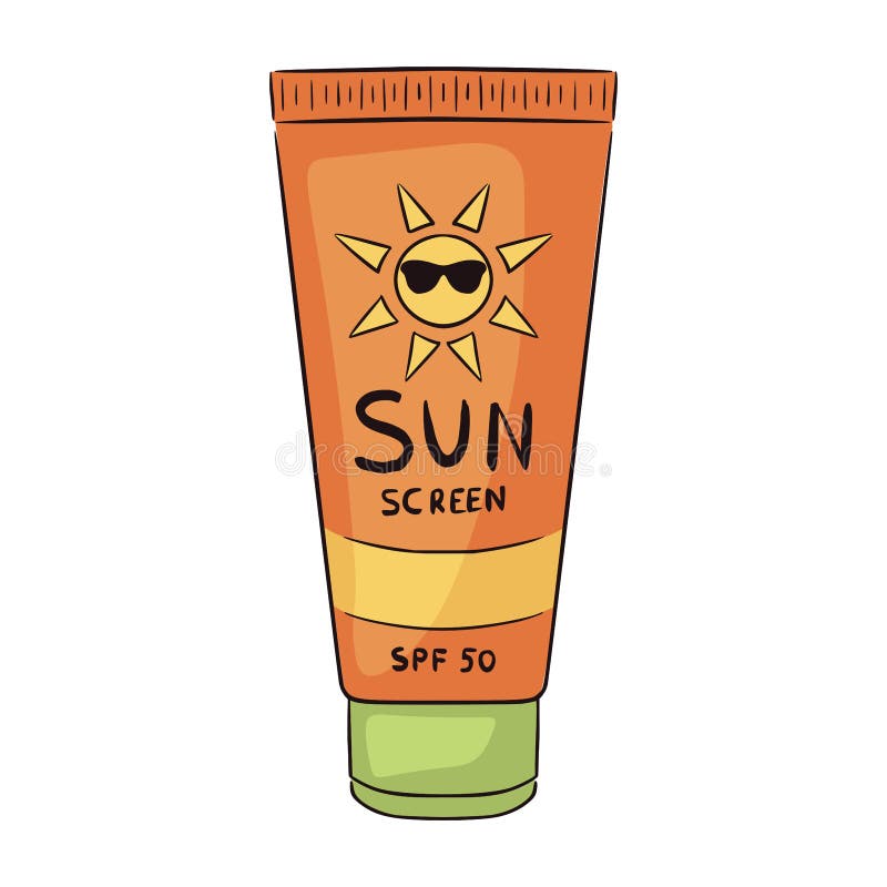 Sunscreen Tube Orange Yellow And Green Vector Icon Flat Design