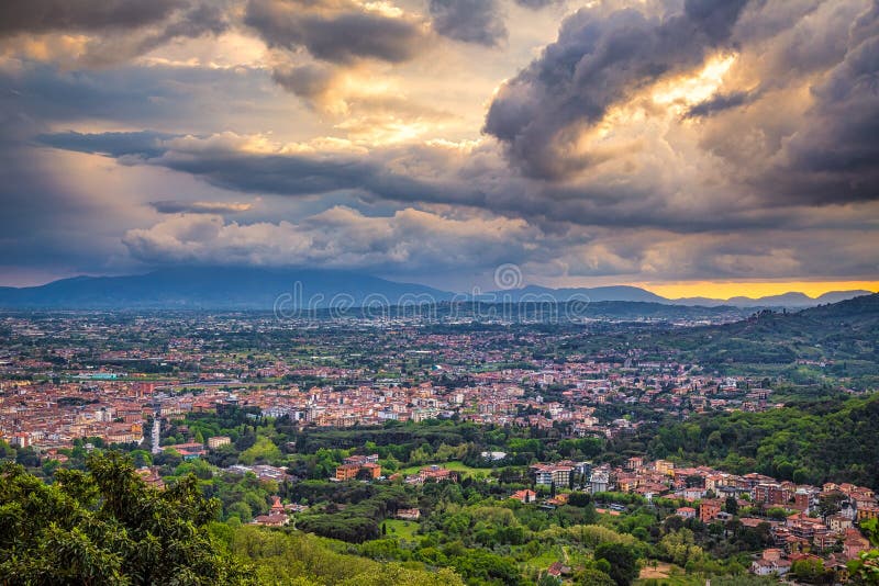 Sunset Above Montecatini Terme Town in Tuscany, Italy Stock Image ...