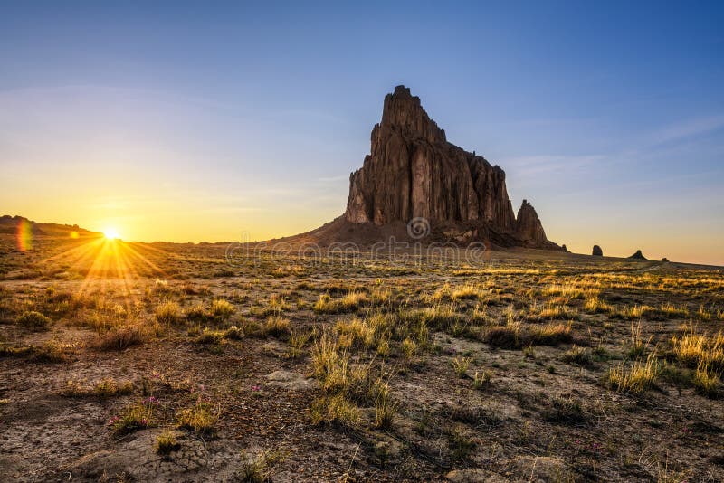 Sunset above Shiprock in New Mexico