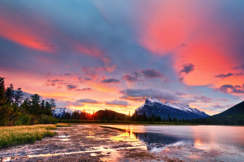 Sunset above Vermilion Lakes, Banff National Park