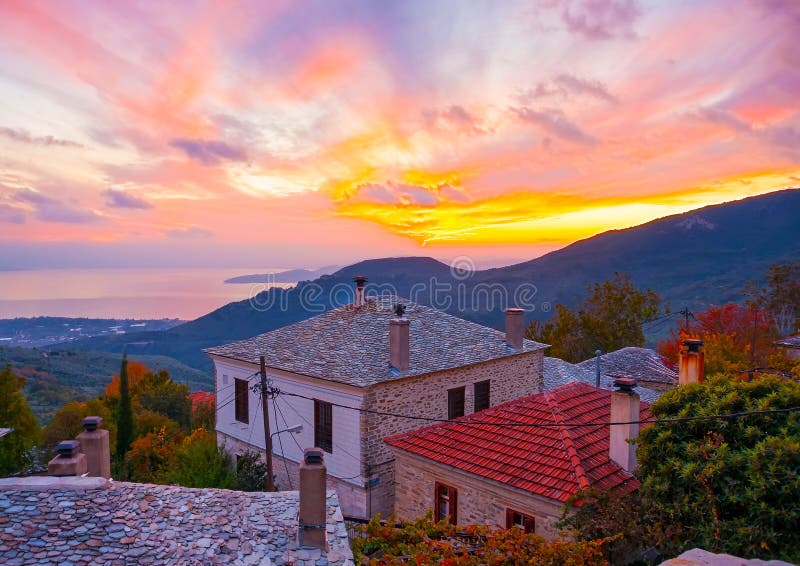 Sunset in Agios Lavrendios