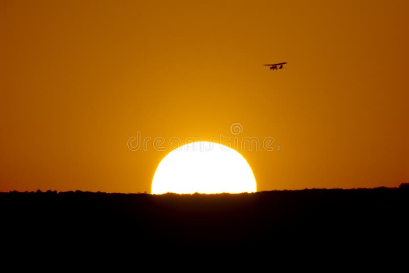 Sunset with airplane