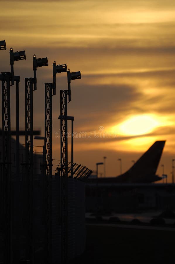 Sunset and airport