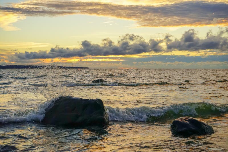 Sunset Baltic Sea stock image. Image of sunset, estonia 76880189