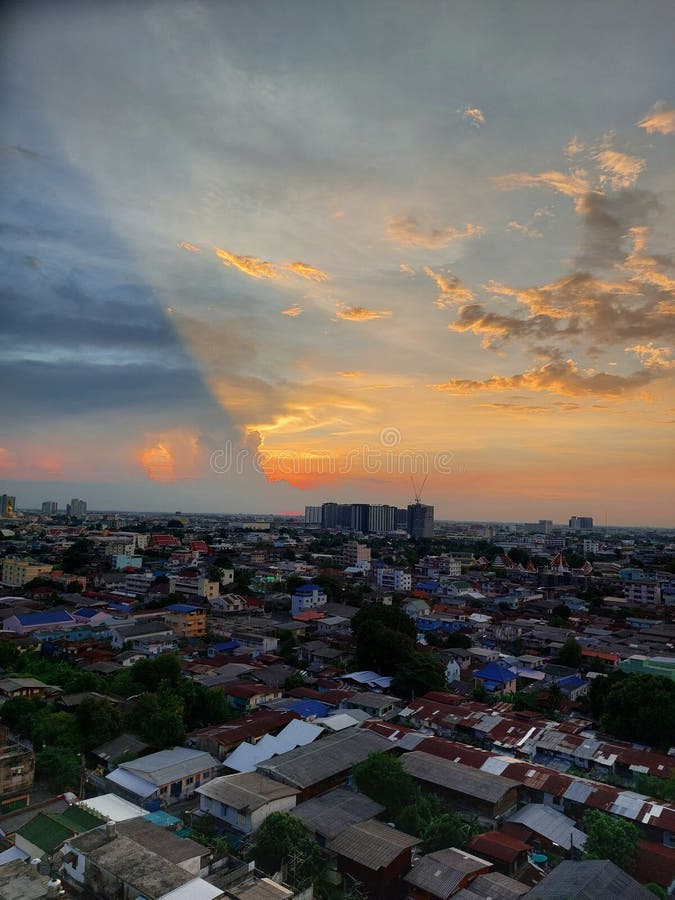 Sunset in Bangkok stock photo. Image of night, skyline 222724736