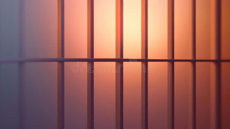 Sunset Through Bars, A Captivating View stock illustration