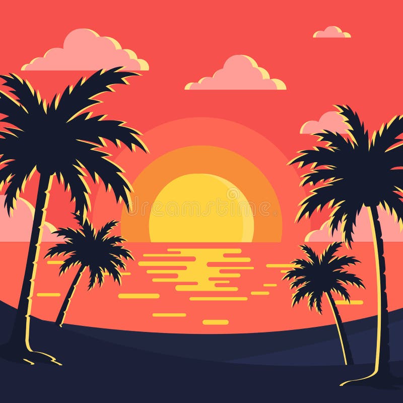Sunset / beach background vector image vector illustration