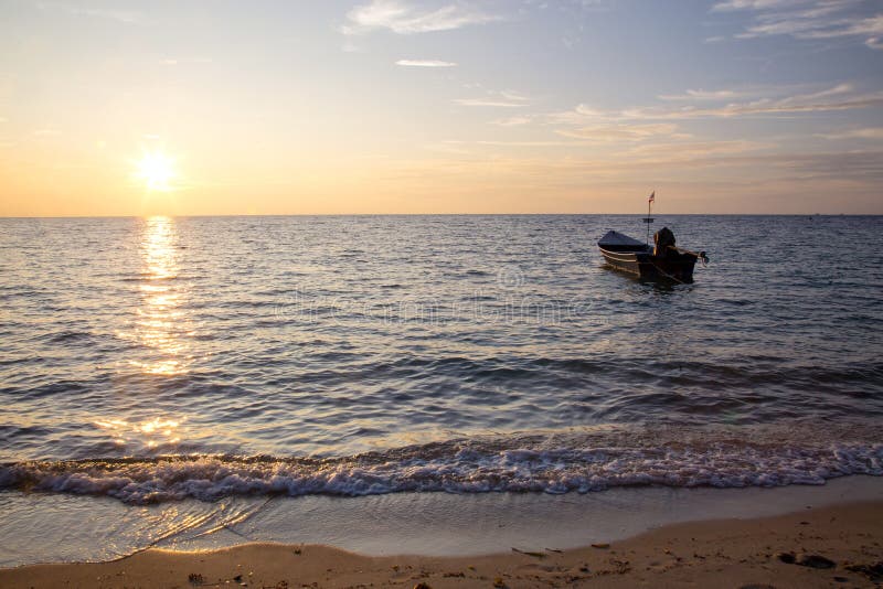 Sunset At The Beach Stock Photo Image Of Reflection 77438184