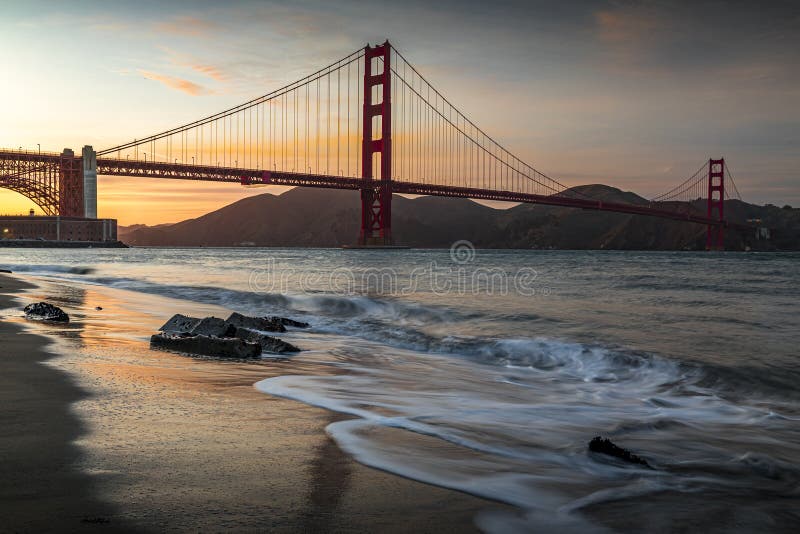 Sunset At The Beach By The Golden Gate Bridge In San Francisco California Stock Image Image Of Orange Historic Sunset At The Beach By The Golden Gate Bridge In San Francisco California Stock Image Image Of Orange Historic