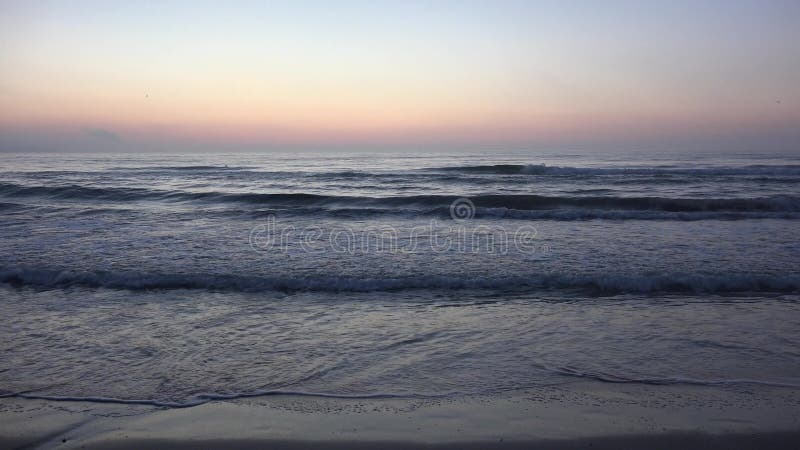 Sunset Beach, Sunrise on Seashore, Ocean at Sundown en verano, Twilight Seascape