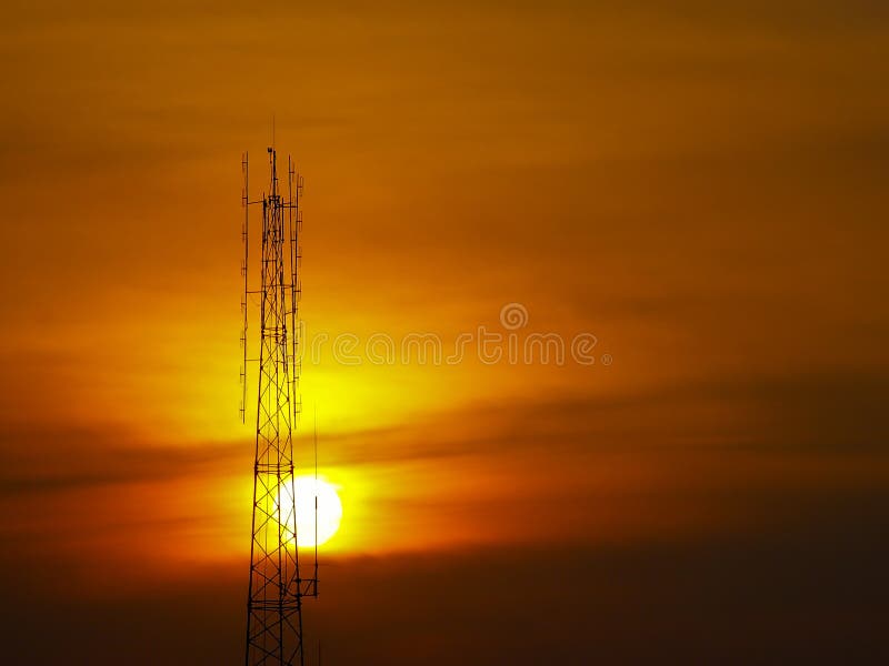 Sunset behind antenna