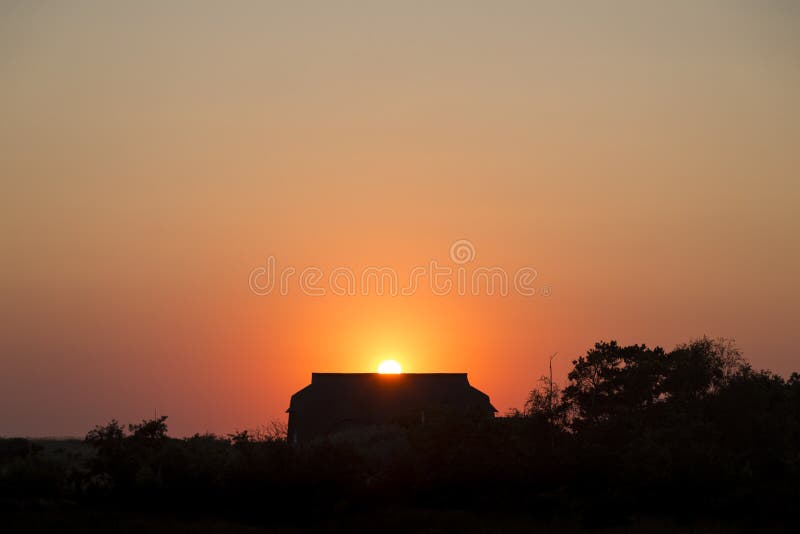 Sunset Behind A Cottage Stock Photo Image Of Germany 67222290