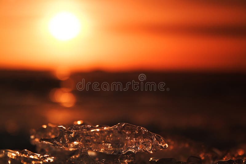 Sunset behind ice