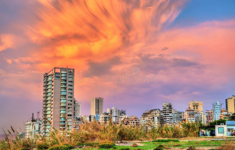 Sunset From Beirut, Lebanon Stock Image - Image of