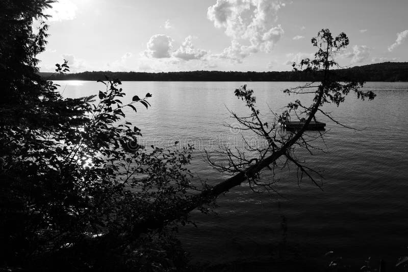 Sunset at the Blue Sea Lake Stock Photo Image of dusk, quebec 228388006