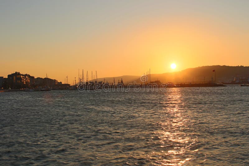 Sunset in Canakkale Strait and Gelibolu. Sunset in Canakkale Strait and Gelibolu