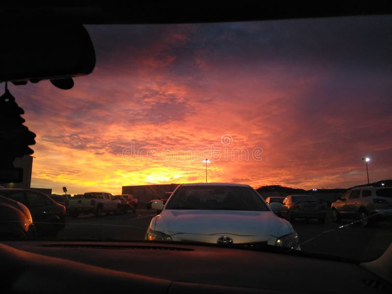 Sunset Car Ride Home from Mall Editorial Stock Image Image of home