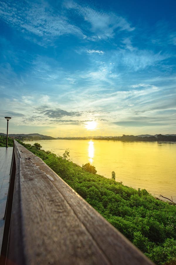 Sunset at Chiang Khan, Loei Province, Thailand Stock Image - Image of