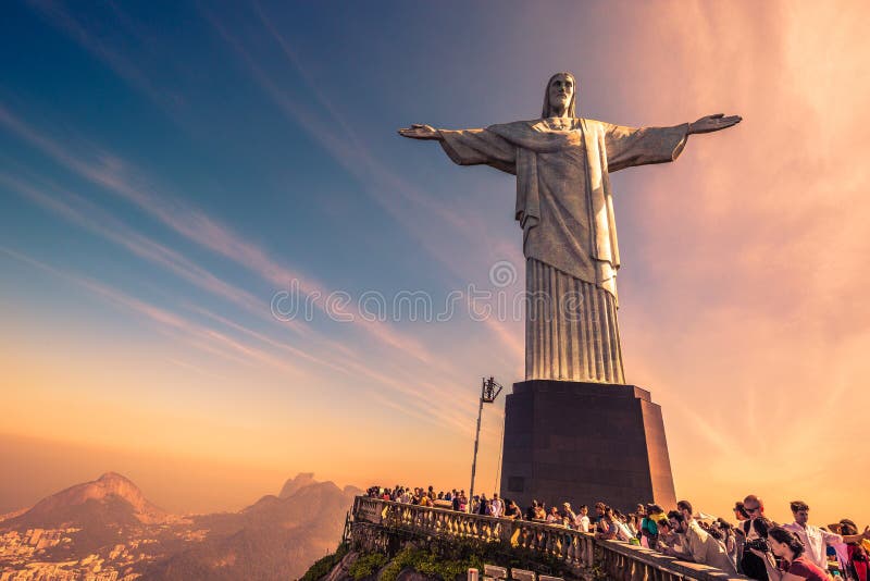 Christ the Redeemer Statue at Sunset with Tourists on Top of Mount Corcovado in Rio De Janeiro, Brazil, South America Editorial Stock Photo - Image of cristo, brazil: 173211123 Christ the Redeemer Statue at Sunset with Tourists on Top of Mount Corcovado in Rio De Janeiro, Brazil, South America Editorial Stock Photo - Image of cristo, brazil: 173211123