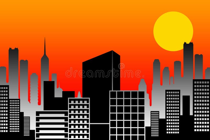 Sunset city royalty free illustration