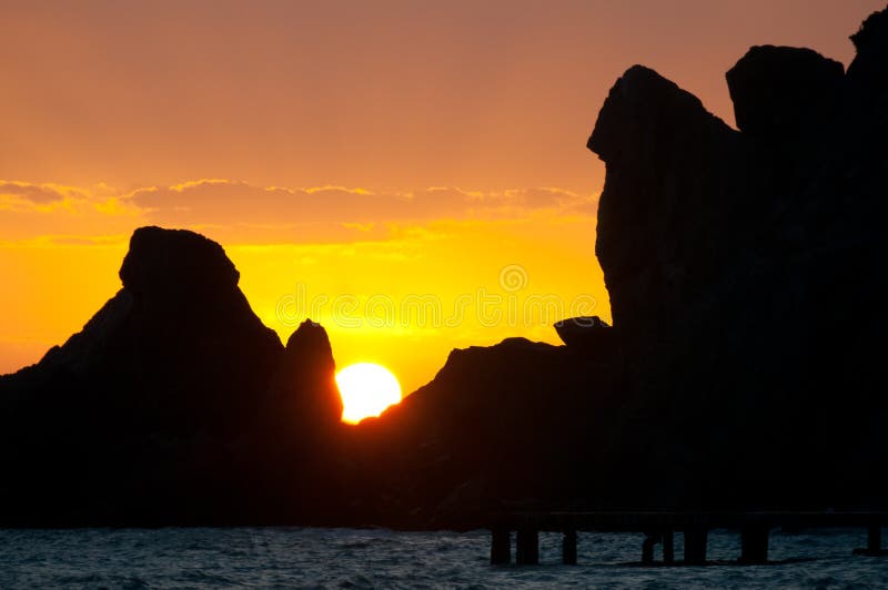 Sunset over a rock diva. Crimea. Ukraine. Rock diva stock images, royalty-free photos and pictures