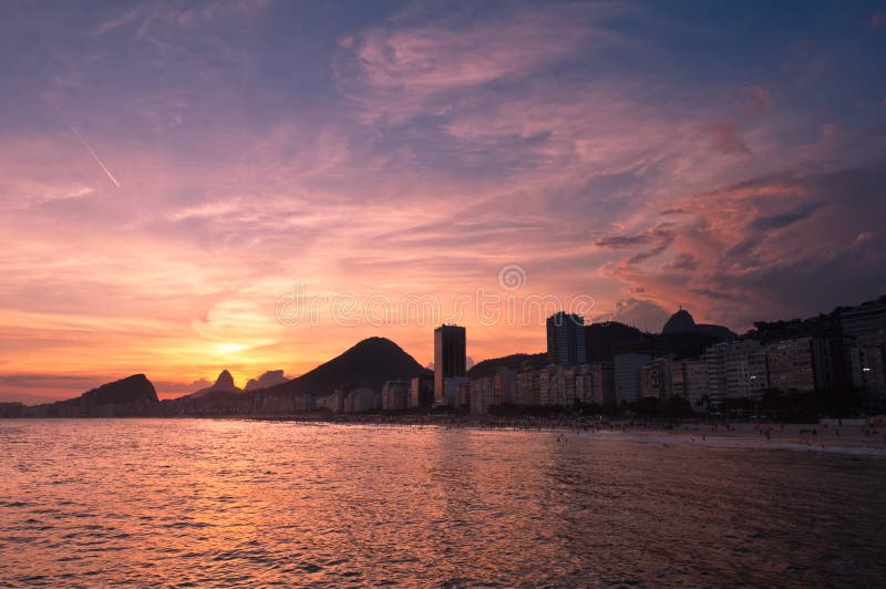 Sunset in Copacabana Beach