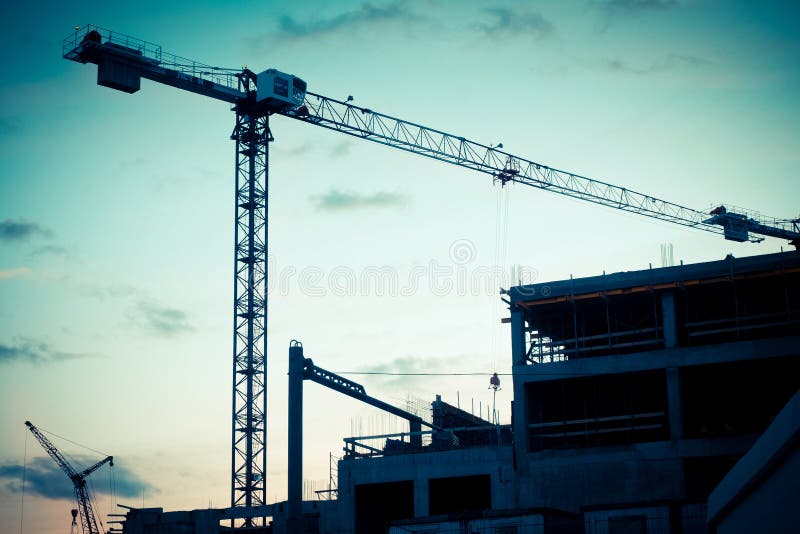 Crane builds a house or overpass within the third ring. royalty free stock image