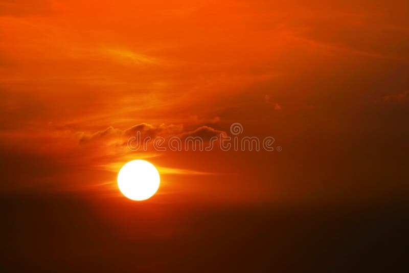 sunset on dark red orange sky back soft evening cloud over space2