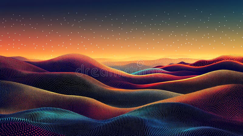Sunset Desert Waves Vector Wallpaper royalty free stock image