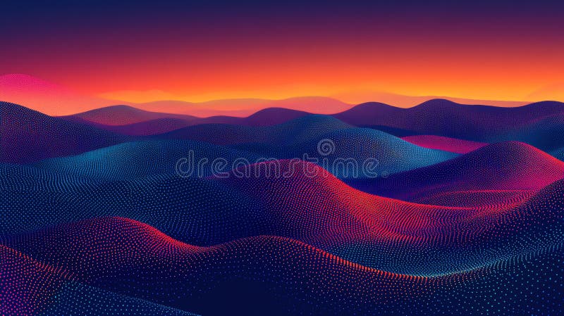 Sunset Desert Waves Vector Wallpaper stock photo