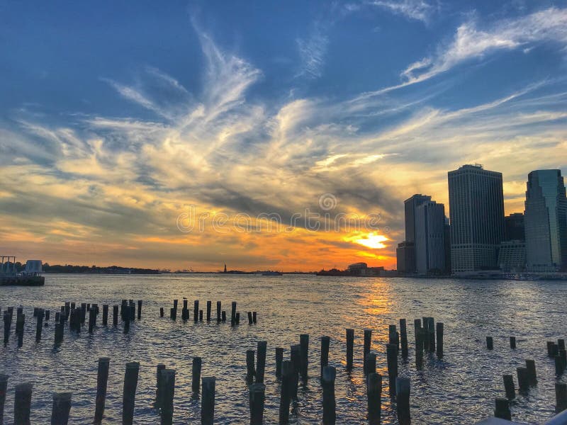Sunset at Dumbo Brooklyn Park Stock Image Image of brooklyn, park
