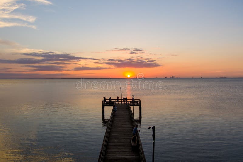 Sunset at the eastern shore of Mobile Bay on the Alabama Gulf Coast