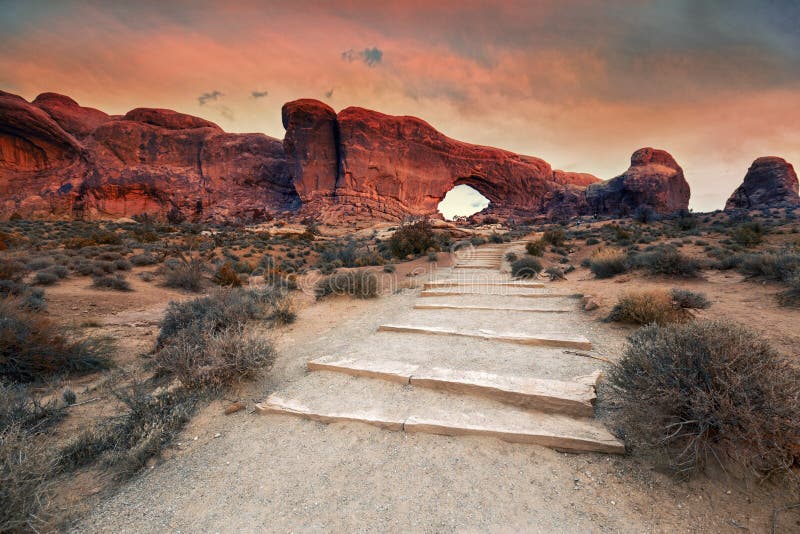 Sunset Effect at Arches National Park South Windows stock photos Sunset Effect at Arches National Park South Windows stock photos