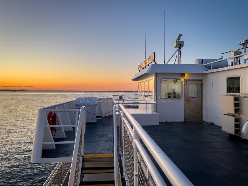 Sunset on a Ferry Off of Cape Cod Editorial Stock Image Image of