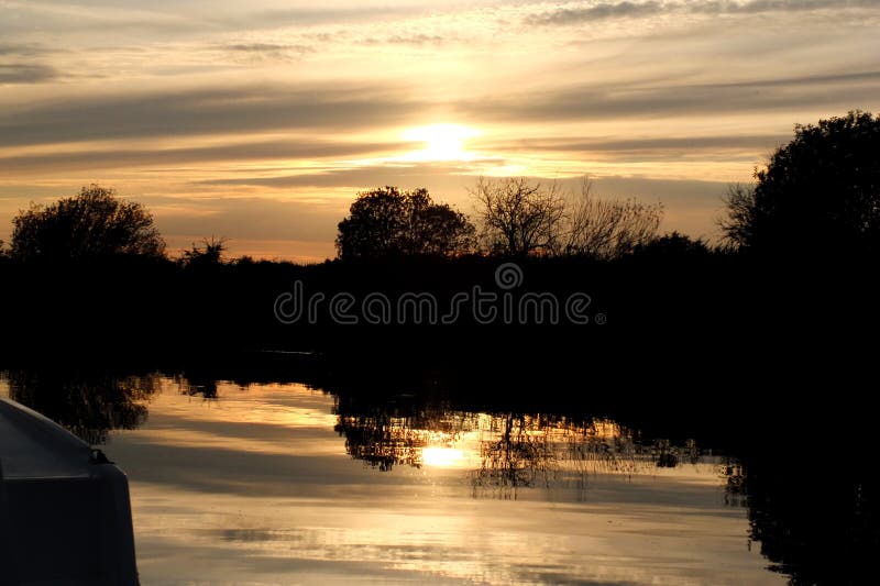 Sunset at Fleet Norfolk Broads stock image Sunset at Fleet Norfolk Broads stock image