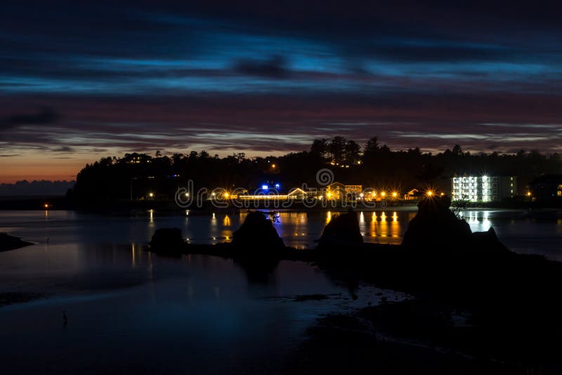 Sunset glow over Siletz Bay in Pacific Oregon coast, USA