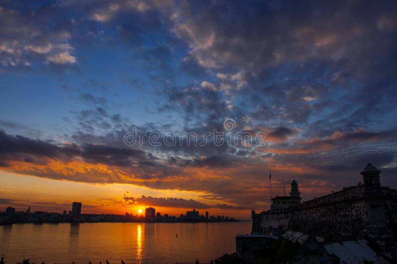 Morro Castle from Cabanas (Sunset), Havana, Cuba, El