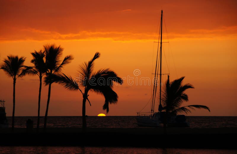 Sunset, Hawaii, USA stock photo. Image of lnai, ship 37996792