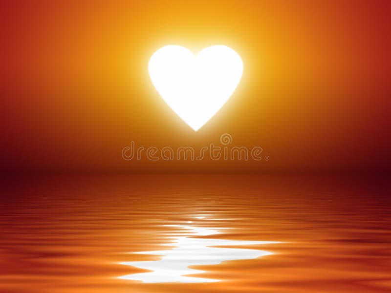 Sunset heart shape vector illustration