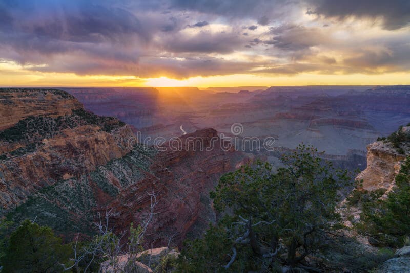 Sunset At Hopi Point On The Rim Trail At The South Rim Of Grand Canyon